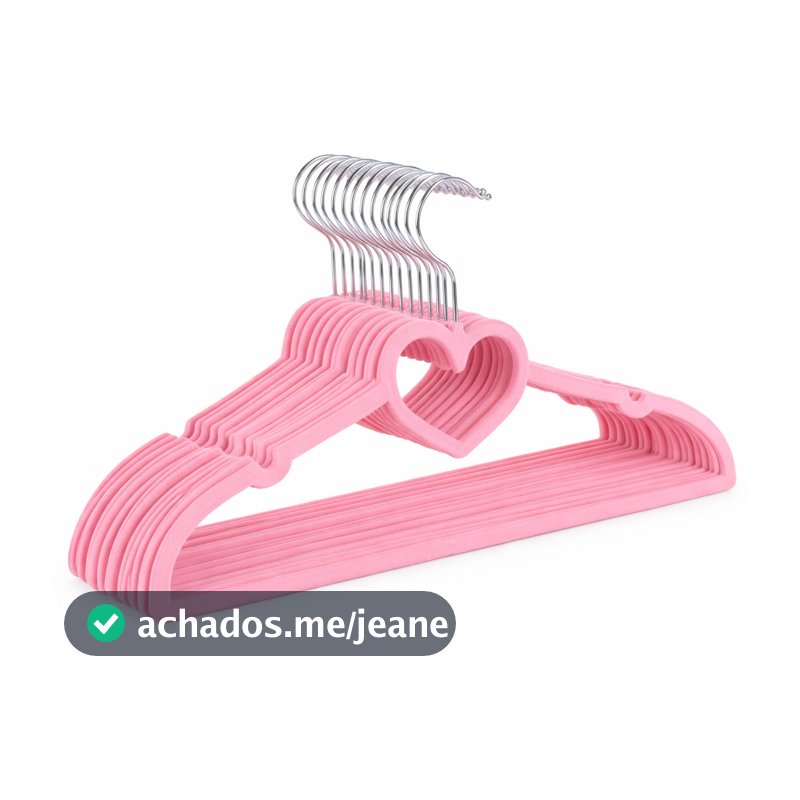 50 Cabide Infantil Slim De Veludo Rosa Coração