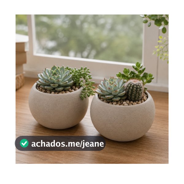 Kit 2 Vasinhos de Cimento Redondo para Suculentas e Cactos | Vasos Decorativos Modernos para Plantas Naturais