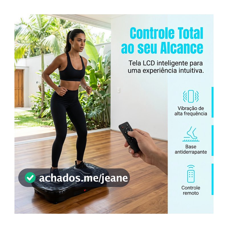 Plataforma Vibratória Emagrecimento, 99 Níveis c/ Controle Remoto e Bluetooth (Bivolt)