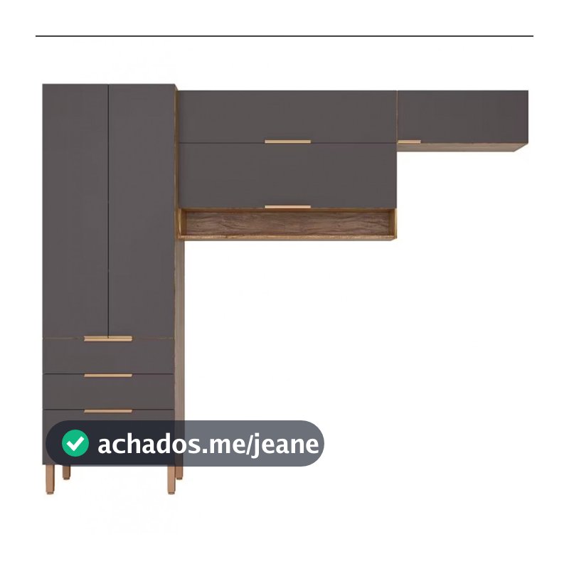 Cozinha Compacta Topázio UP com 5 Portas 3 Gavetas e 4 Prateleiras Bartira