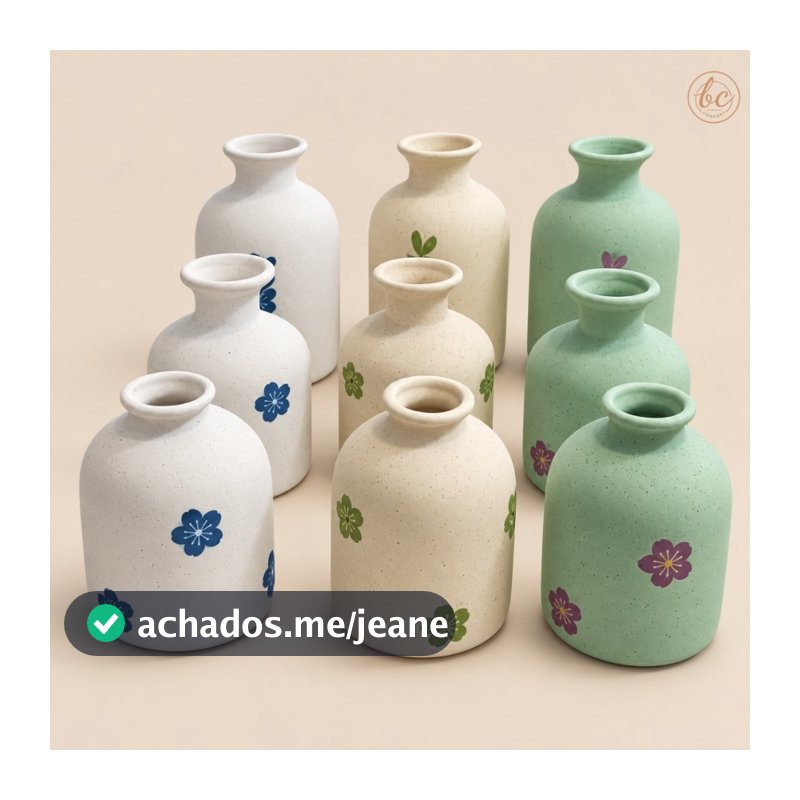 Vaso Decorativo De Porcelana Para Flores Garrafinha Fosco Com Estampa Floral Para Decoração
