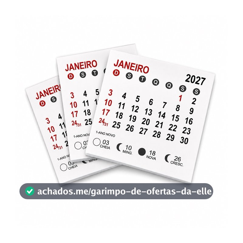 Mini Calendário 2027 Em Bloco / 5x5cm /100 Unidades Destacados