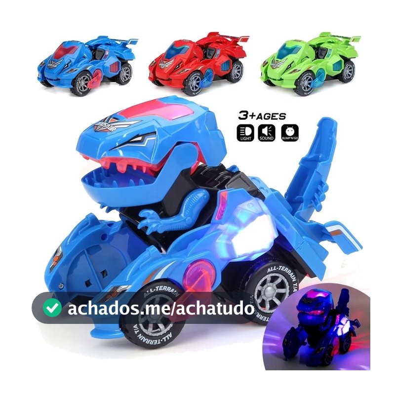 Carro Dinossauro Vira Robô Dino T-rex Com Luz Som  Bate - Volta