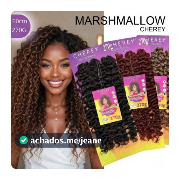 Cabelo Cacheado Bio Orgânico Marshmallow 270g | Crochet Braid com Cachos Naturais e Macios