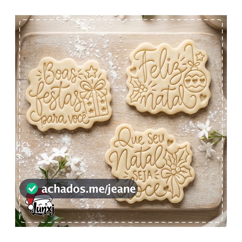Cortador e Marcador de Biscoito Frases de Natal - Boas Festas - Feliz Natal - Que seu Natal seja Doce