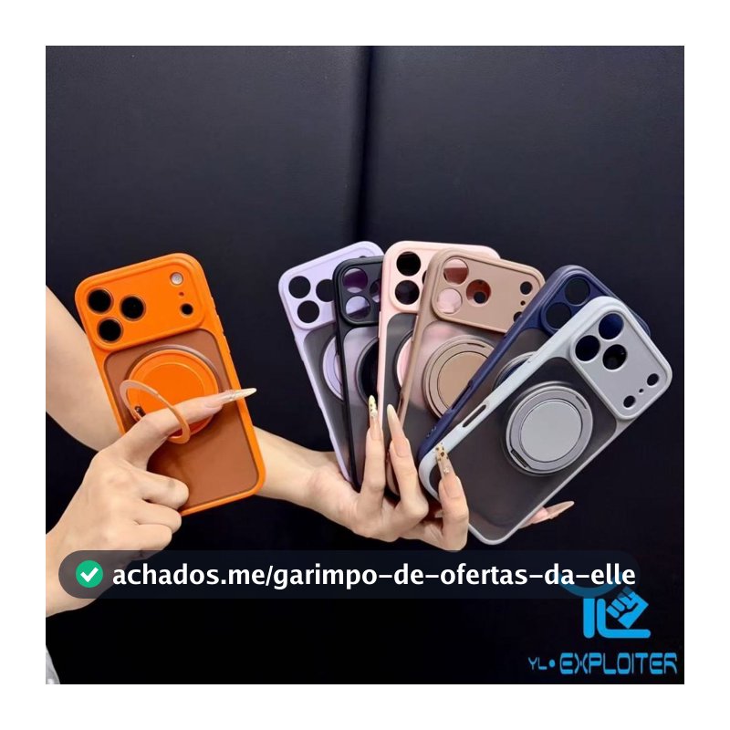 Capa Magnética com Anel Giratório para iPhone 15 15 Pro Max 16 16 Pro 16 Pro Max 17 17 Pro 17 Pro Max (YUC)