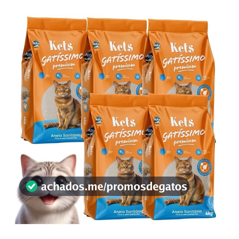 Kit 5un. Areia Sanitária Higiênica Para Gatos Anti Odor Gatíssimo 20kg Total