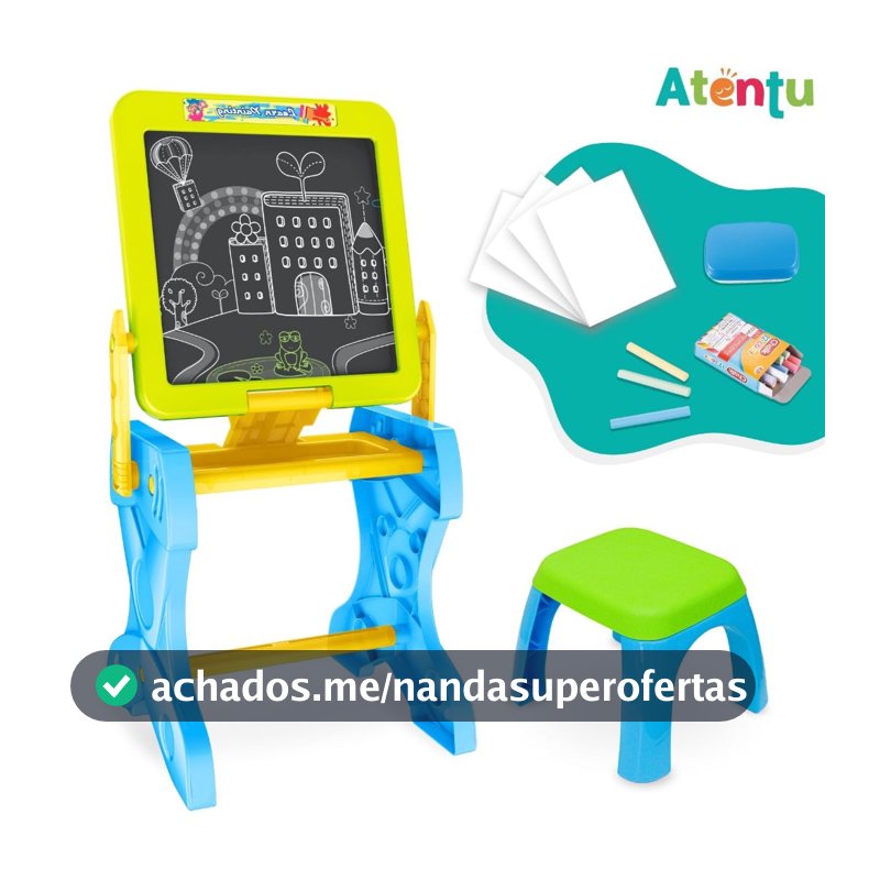 Mesa Infantil Lousa Mágica Mesinha Interativa de Desenho C/ Banco