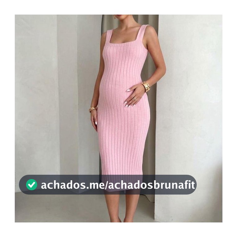 Vestido Canelado Tubinho de Alça Grávida Chá de bebê Gestante