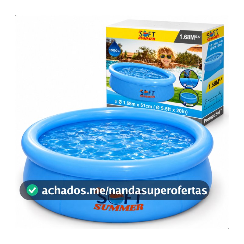 Piscina Infantil 1000 Litros Redonda Piscina Inflável com Borba PVC 168x51cm Piscina para Criança