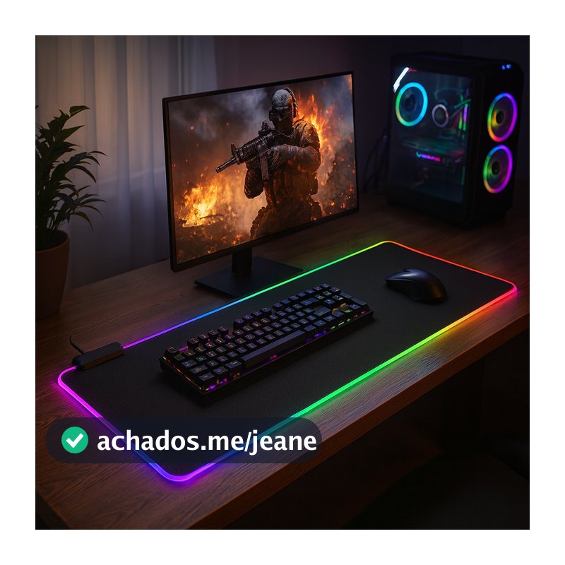 Mouse pad LED RGB Aportex Grande 800x300mm Base Antiderrapante Tecido Speed