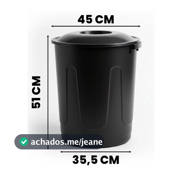 Lixeira Grande 60 Litros com Tampa e Alças Resistente Reforçada