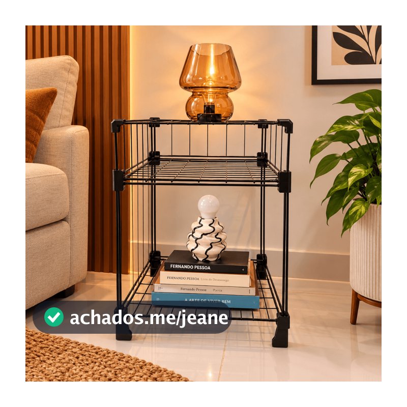 Mesa de Cabeceira Criado Mudo 30x45cm Estante Mesinha de Cabeceira Industrial Nicho para Quarto Sala