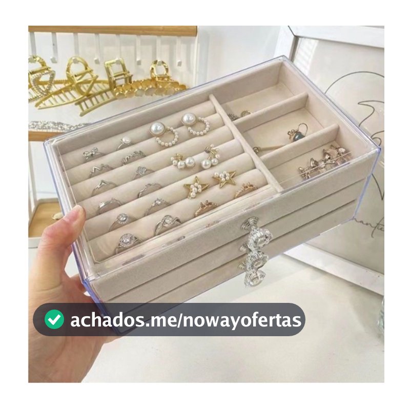 Porta Joia Acrílico Luxo com 3 Camadas- Brinco/ Anel/ Colar/ Pulseira