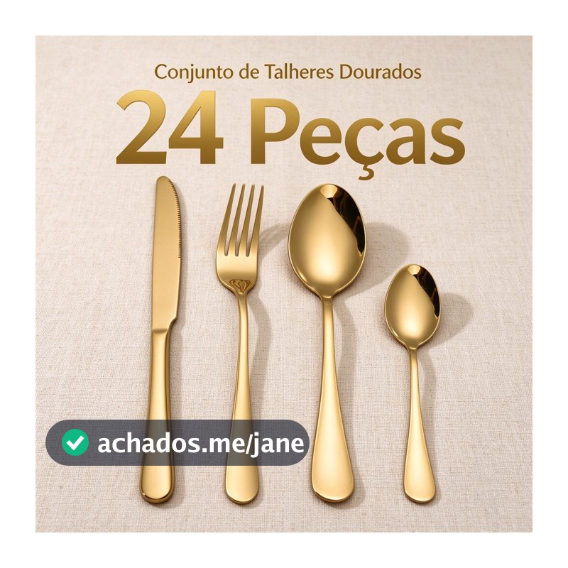 24 Pcs LouçA De Aço InoxidáVel Colher De Sobremesa Dourada / Luxuoso