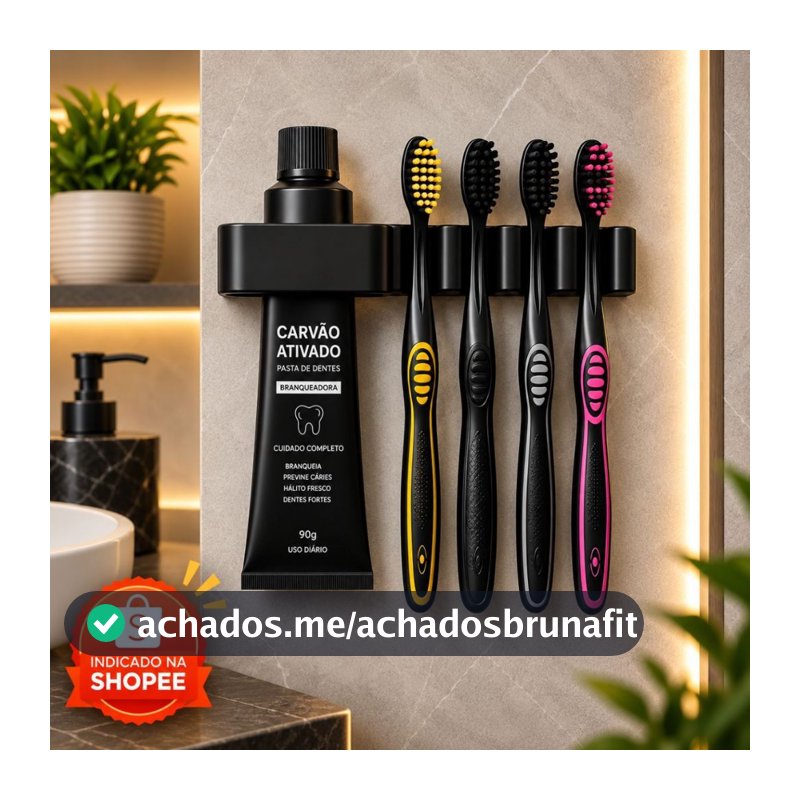 Porta Escova de Dentes Organizador Banheiro Suporte Pasta Dental Autoadesivo de Parede