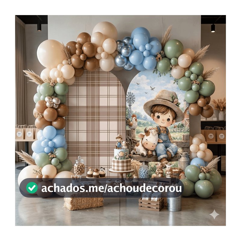 Capa Festiva Sublimado Helanca Cowboy Fazenda Cute Aniversário Infantil Bibi Paineis Oferta