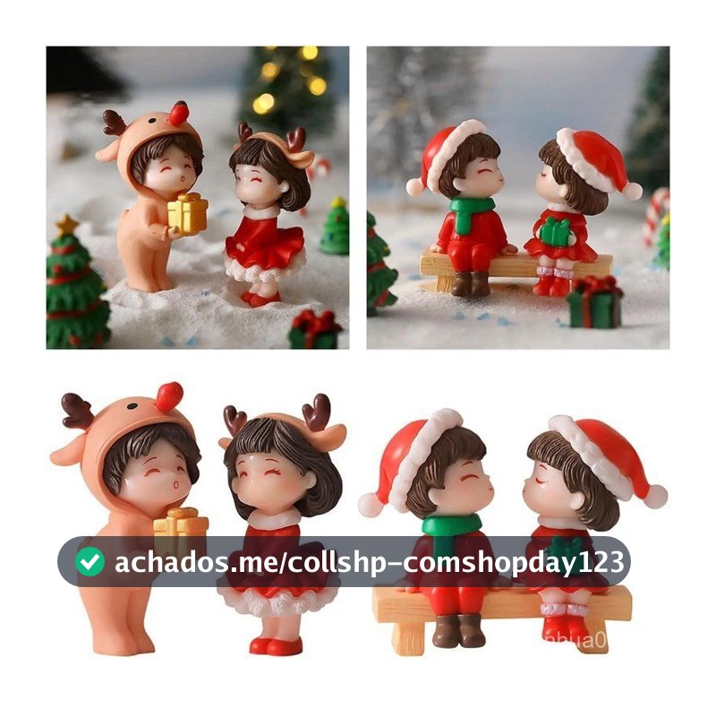 Estatuetas De Casal De Natal Fofas/Mini Boneco De Neve De Papai Noel Boneca De Paisagem Em Miniatura/Carro Casa Desktop