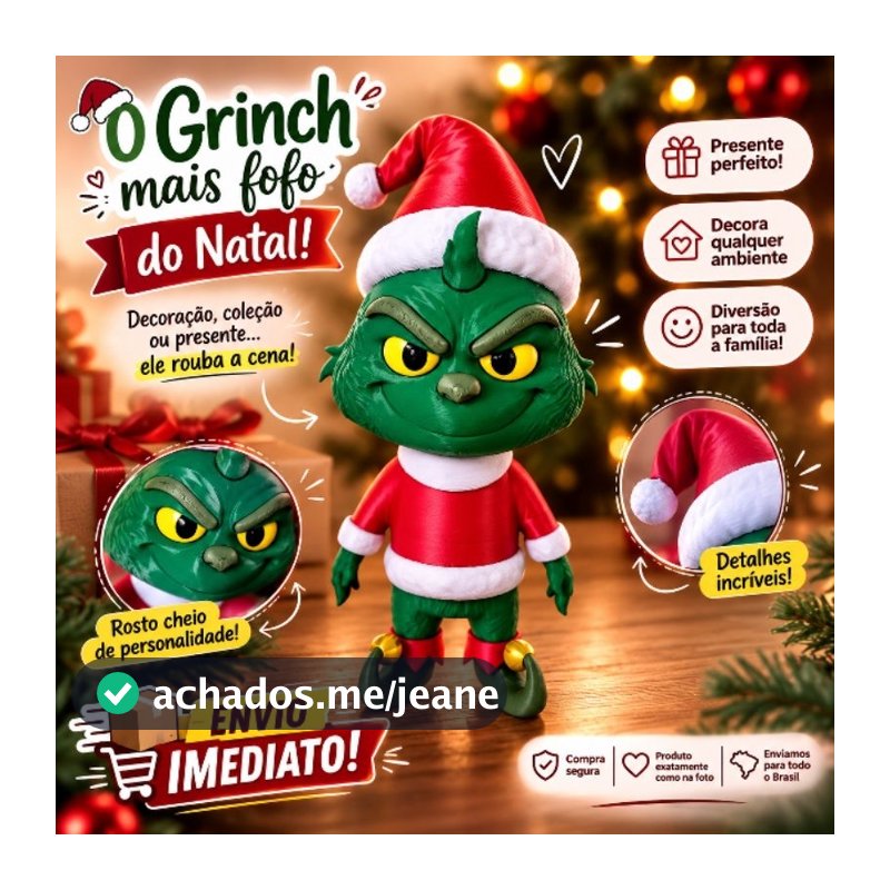 Grinch 15cm - Enfeite Boneco de Natal