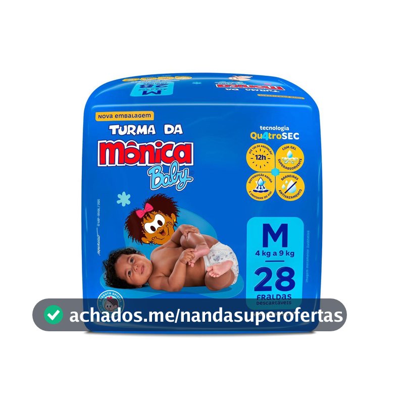 Fralda Turma da Mônica Baby Jumbo M com 28un