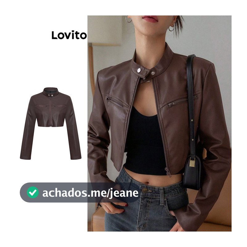 Lovito Casual Jaqueta Corta-Vento/Jaqueta Impermeável Com Zíper E Punhos Baggy Para Mulheres L106AD280