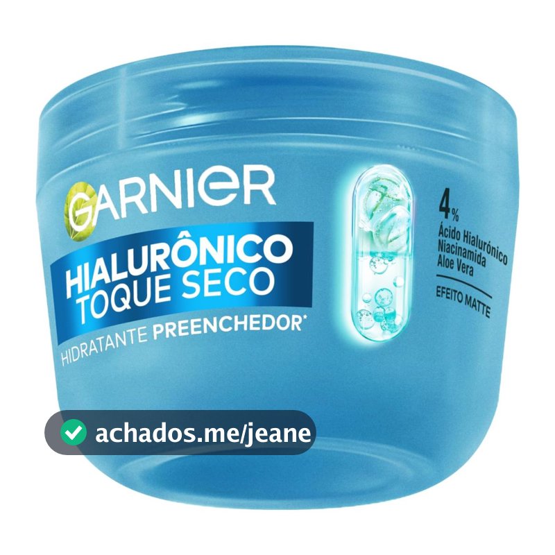 Gel Creme Hidratante Facial Hialurônico Toque Seco com Ácido Hialurônico e Niacinamida, Peles Mistas e Oleosas, 85g