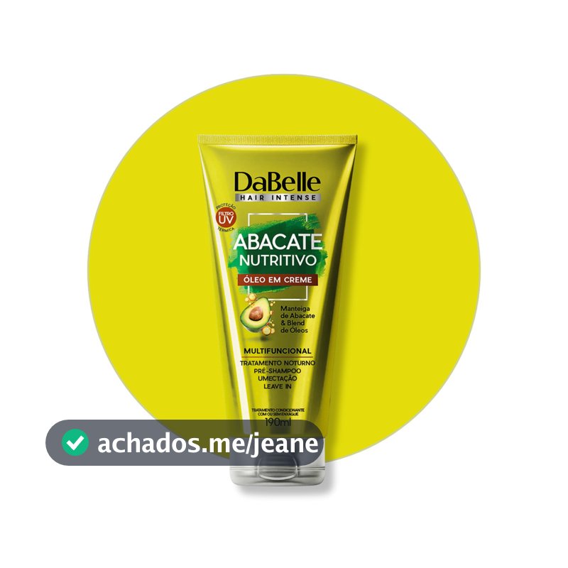 Oleo Creme Dabelle Abacate Nutritivo Maciez Fortalecimento 190ml