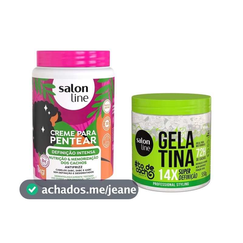 Kit Definição Gelatina #todecacho 550g + Creme para Pentear 1 kg - Salon Line