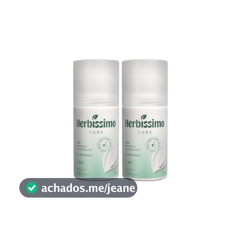 Kit Desodorante Roll-On Antitranspirante Herbíssimo Care Neutro 50Ml (2 unidades)