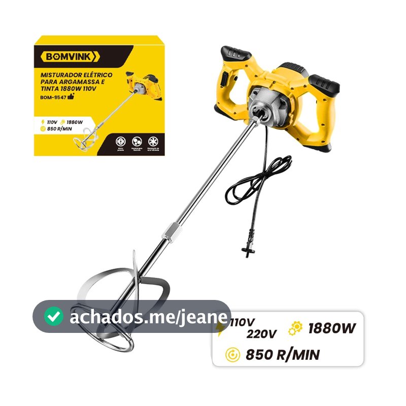 Misturador de Tinta e Argamassa 110V/220V 1880W 60Hz Profissional-Alta Resistência Construção Civil