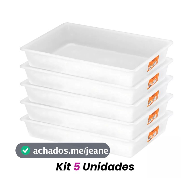 kit 5 BANDEJAS PLASTICAS 737 BRANCA PARA AÇOUGUE MULTIUSO  7.5 L
