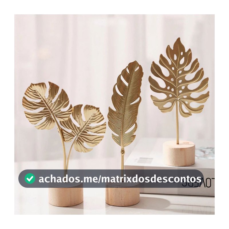Escultura Decorativa Folha Dourada em Metal Estilo Nórdico Enfeite de Mesa Moderno para Sala