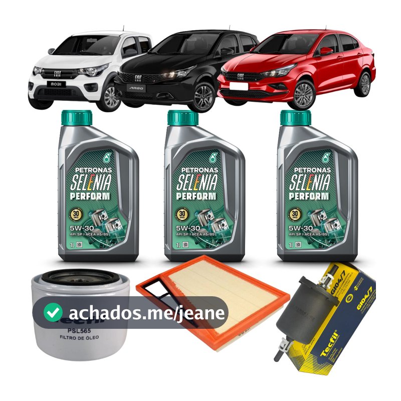 Kit Troca Óleo + Filtros Fiat Argo Cronos Mobi 3 cc Firefly