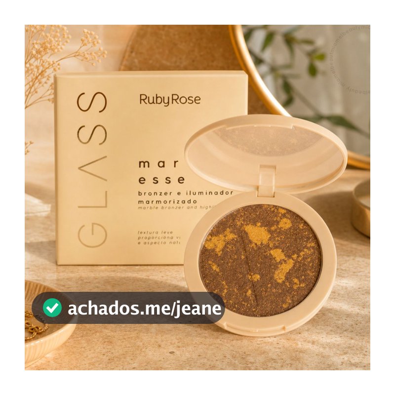 Bronzer E Iluminador Marmorizado Em Pó Glass Ruby Rose em Pó