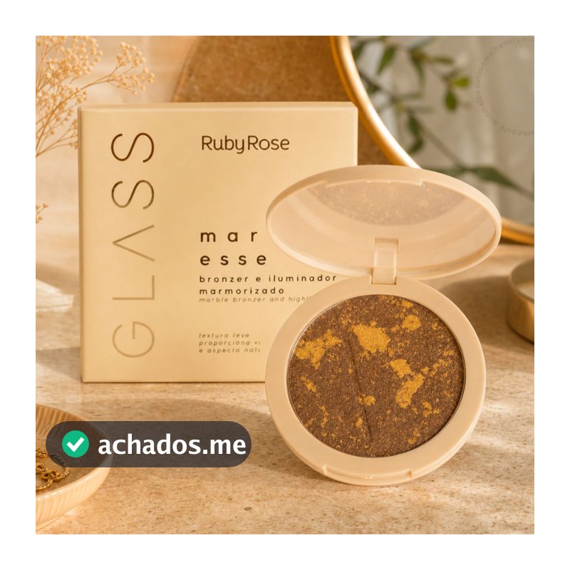 Bronzer E Iluminador Marmorizado Em Pó Glass Ruby Rose em Pó
