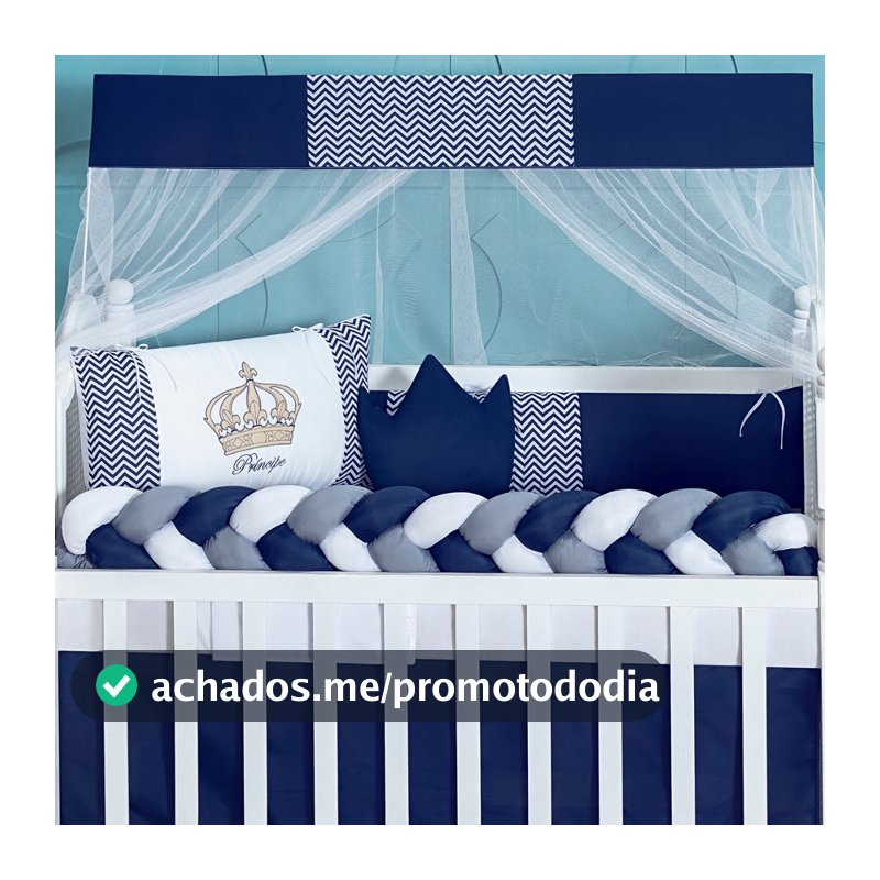 Kit Berço Completo 7 Peças Safari Urso Nuvem Coroa Slim | Enxoval Menino Padrão Americano Premium