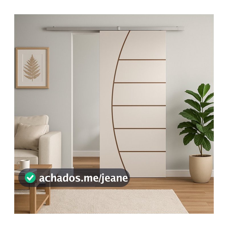 Porta de Correr Branco Prime Frisada Kit Alumínio F04 - 210x100