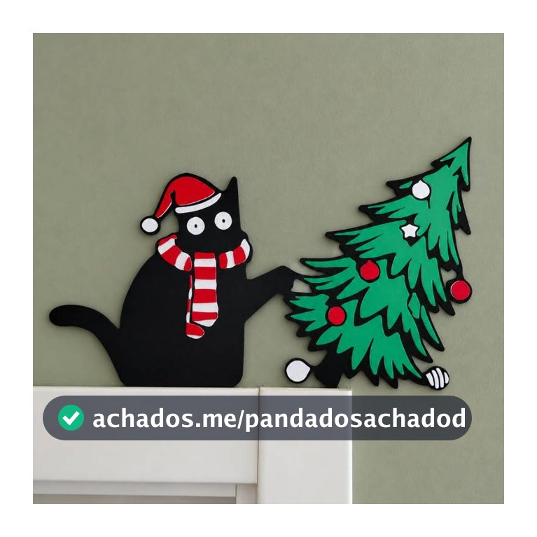 Enfeite Gato Preto | Frajola | Siamês | Rajado | Natal canto de porta | Batente janela decoração de parede cantoneira
