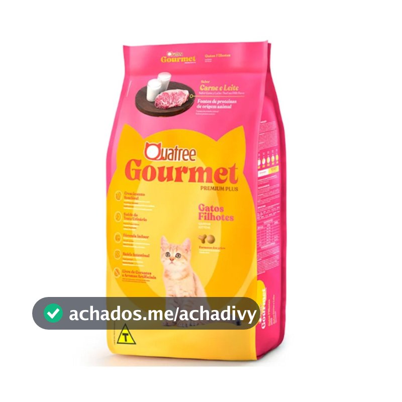 Ração Quatree Gourmet Gatos Filhotes 1kg Carne e Leite