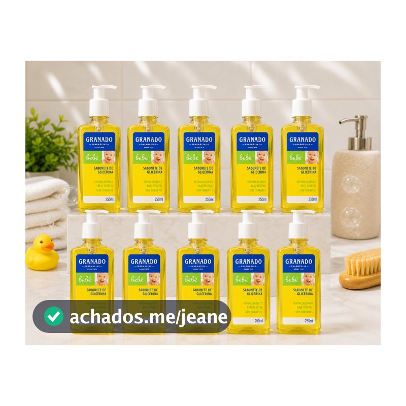 Promoção Kit 10uni Sabonete Líquido Granado Bebê Glicerina 250ml Pele Sensível Infantil Suave
