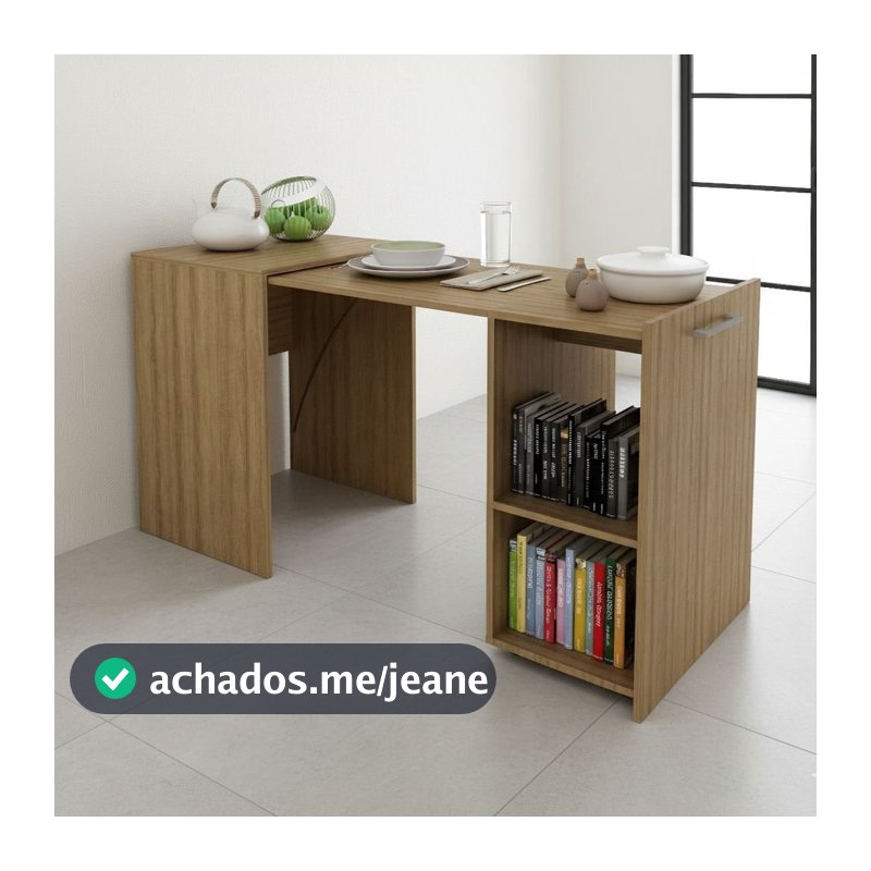 Escrivaninha Retrátil Mesa Escritório ME4170 54cm Amendoa Marrom Amêndoa