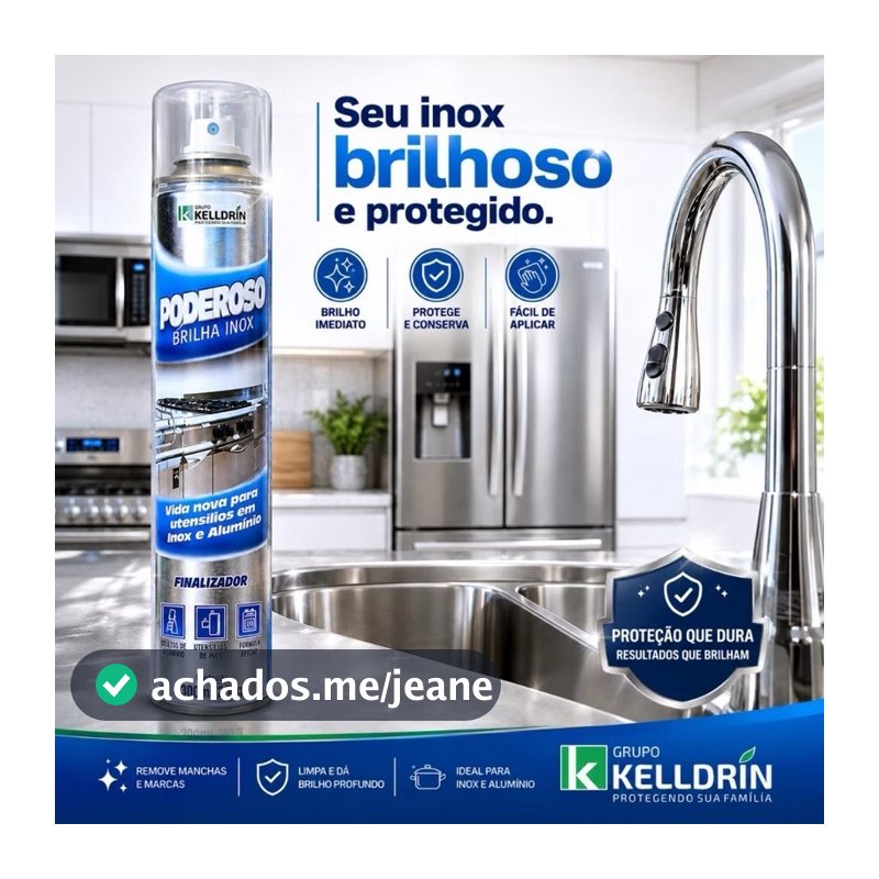 Spray Limpa e Brilha Inox Poderoso Kelldrin 300ml - ENVIO IMEDIATO