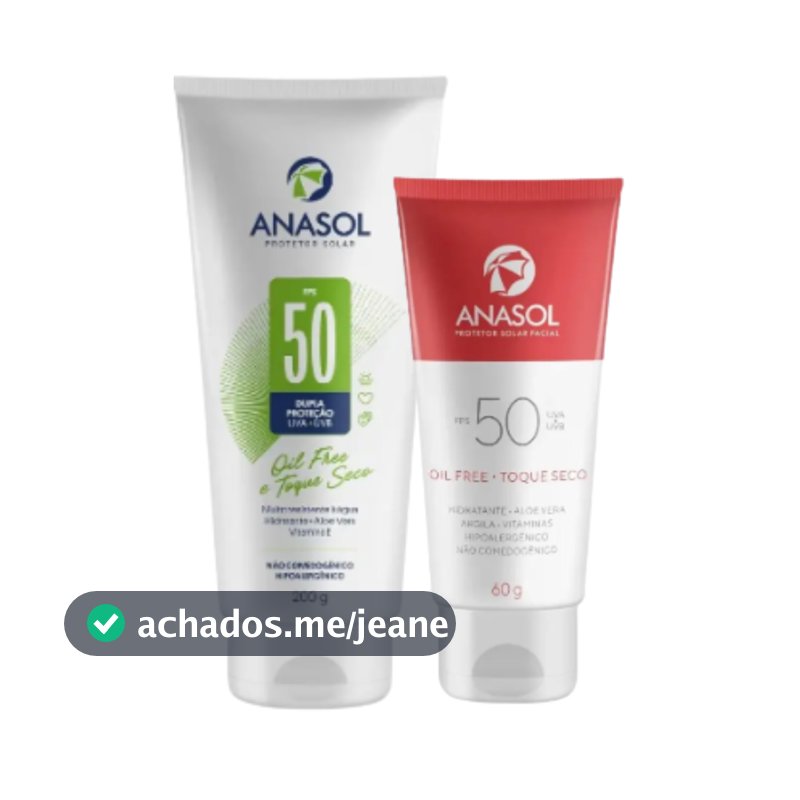 Kit Protetor Solar Corporal + Facial Anasol FPS 50 Corporal 200g + Protetor Solar Facial FPS 50 60g