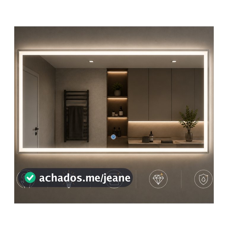 Espelho LED 120x70cm – com touch e led 3 cores
