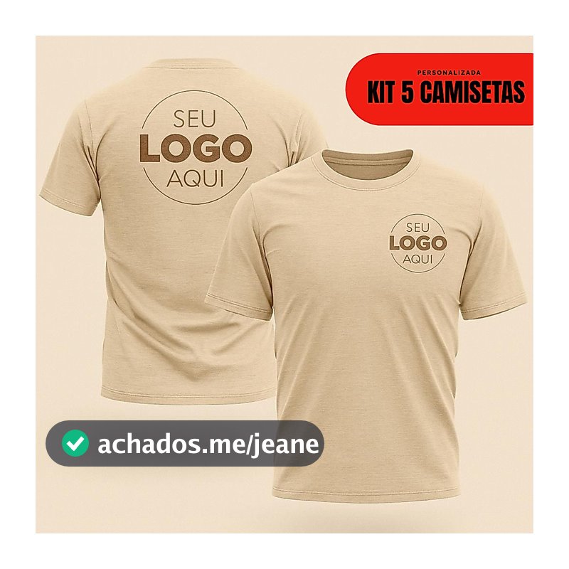 KIT 5 Camisetas com Sua Logo Personalizada ou Estampa Preferida - 100% Algodão Premium