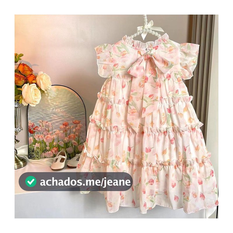 Vestido Infantil Feminino de Verão Estilo Coreano Encantador Vestido de Princesa para Meninas