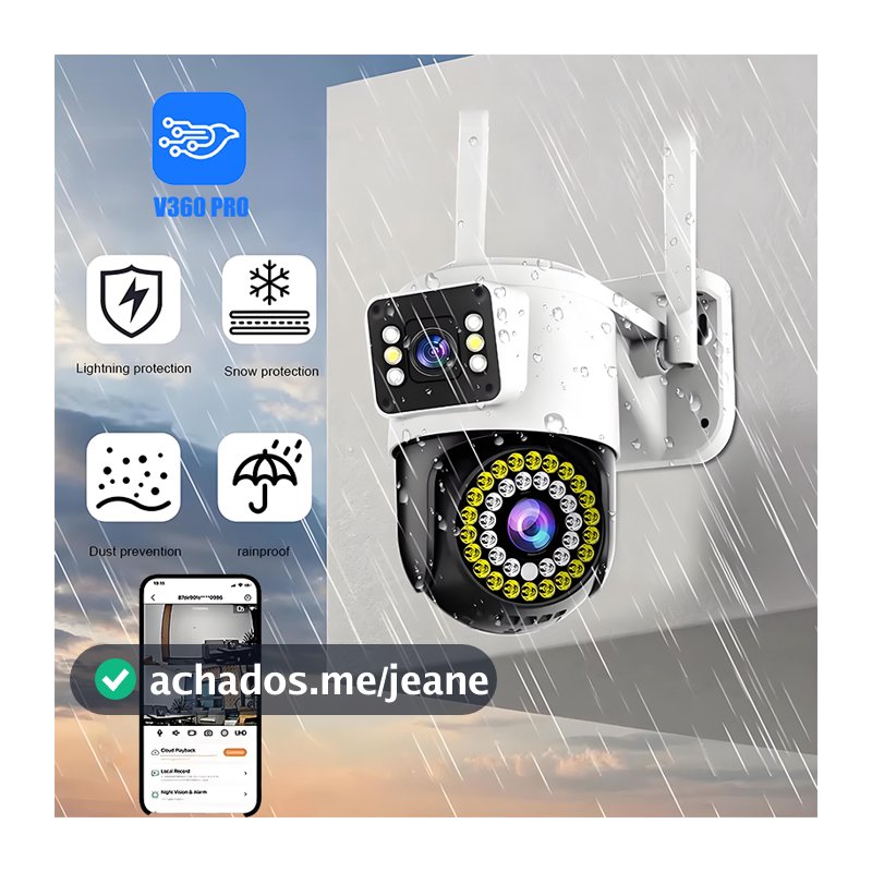 Camera Externa Ip a Prova D'água Wifi Dupla 2 Em 1 com Visao Noturna C/ Infravermelho monitor-G1