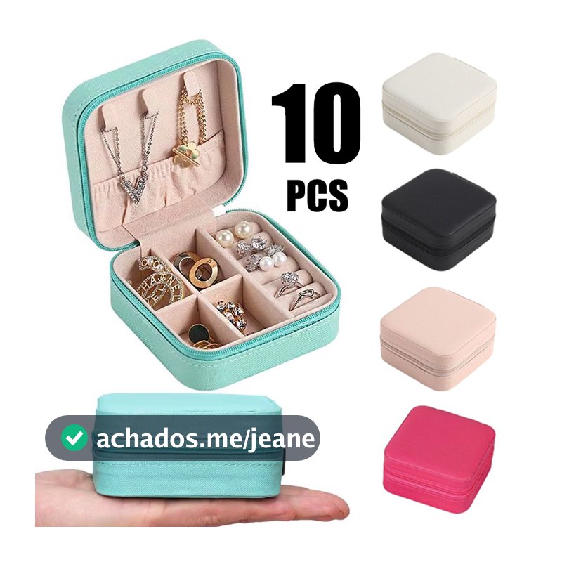 KIT 10/6 pcs Porta Jóias Portátil de Bolsa com Divisões caixa de armazenamento para Brincos Colares