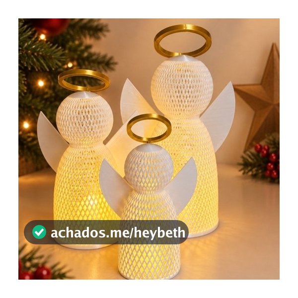 Anjo de Natal em Malha com Vela de LED – Decoração Natalina