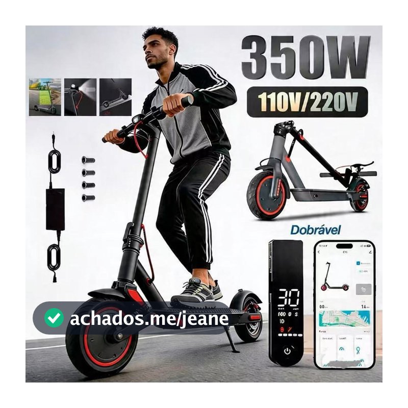 Patinete Elétrico Dobrável 350W | 3 Velocidades Ajustáveis | Amortecimento Reforçado | Suporta até 100KG